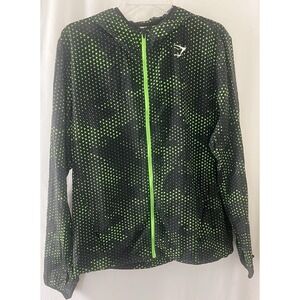 Gymshark Hooded Sport Windbreaker Running Jacket Lime Men's Size Medium